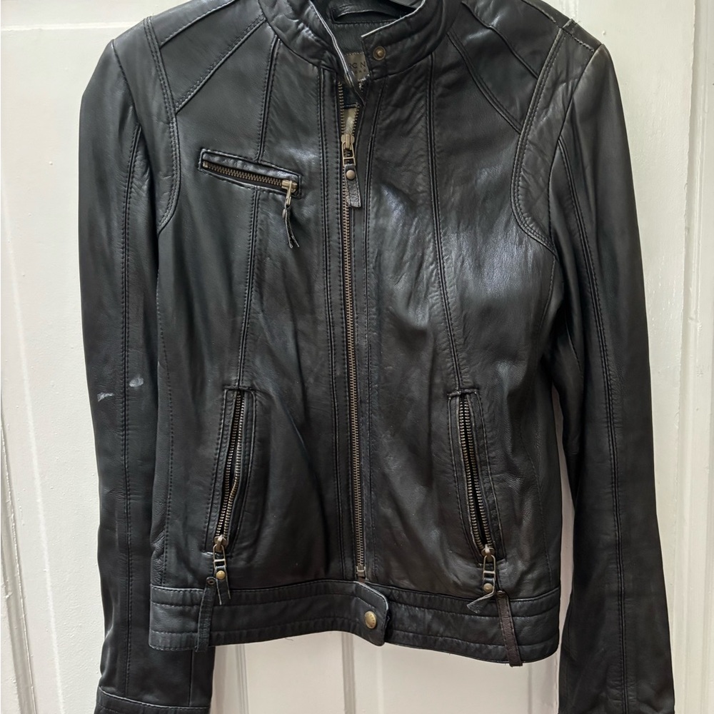 Marc New York Black Leather Motorcycle Jacket